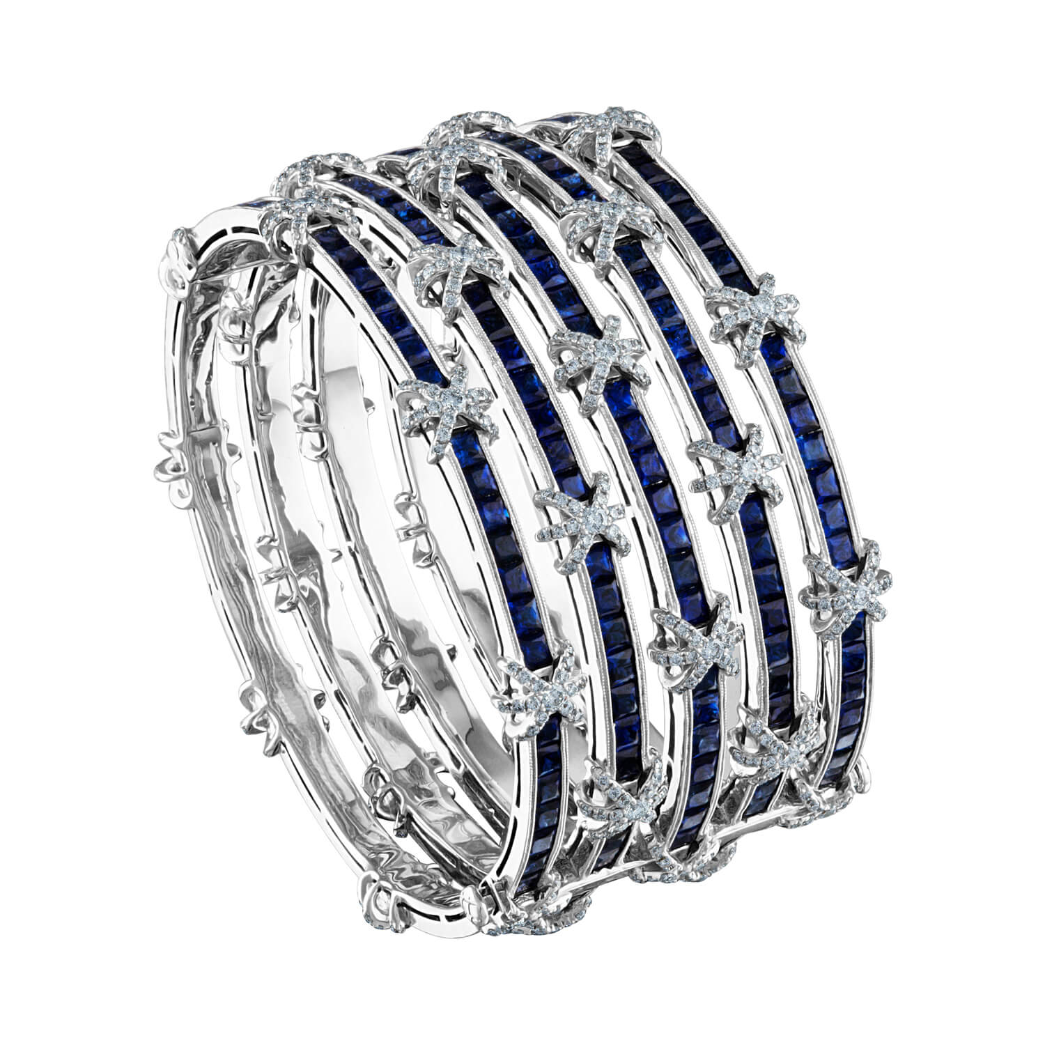 Sapphire and Diamond Bangle-cuff