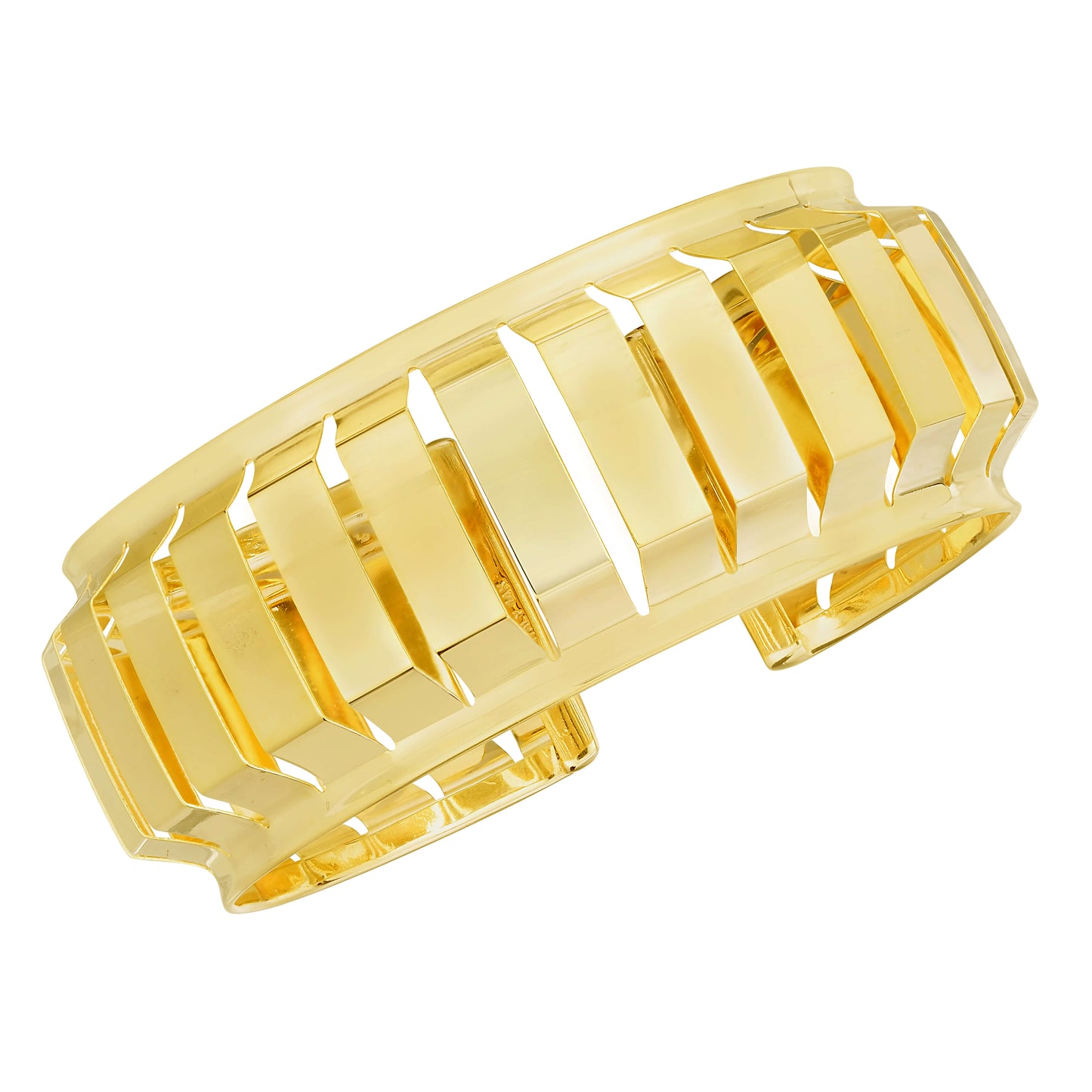 14K Gold Thick Art Deco Bangle