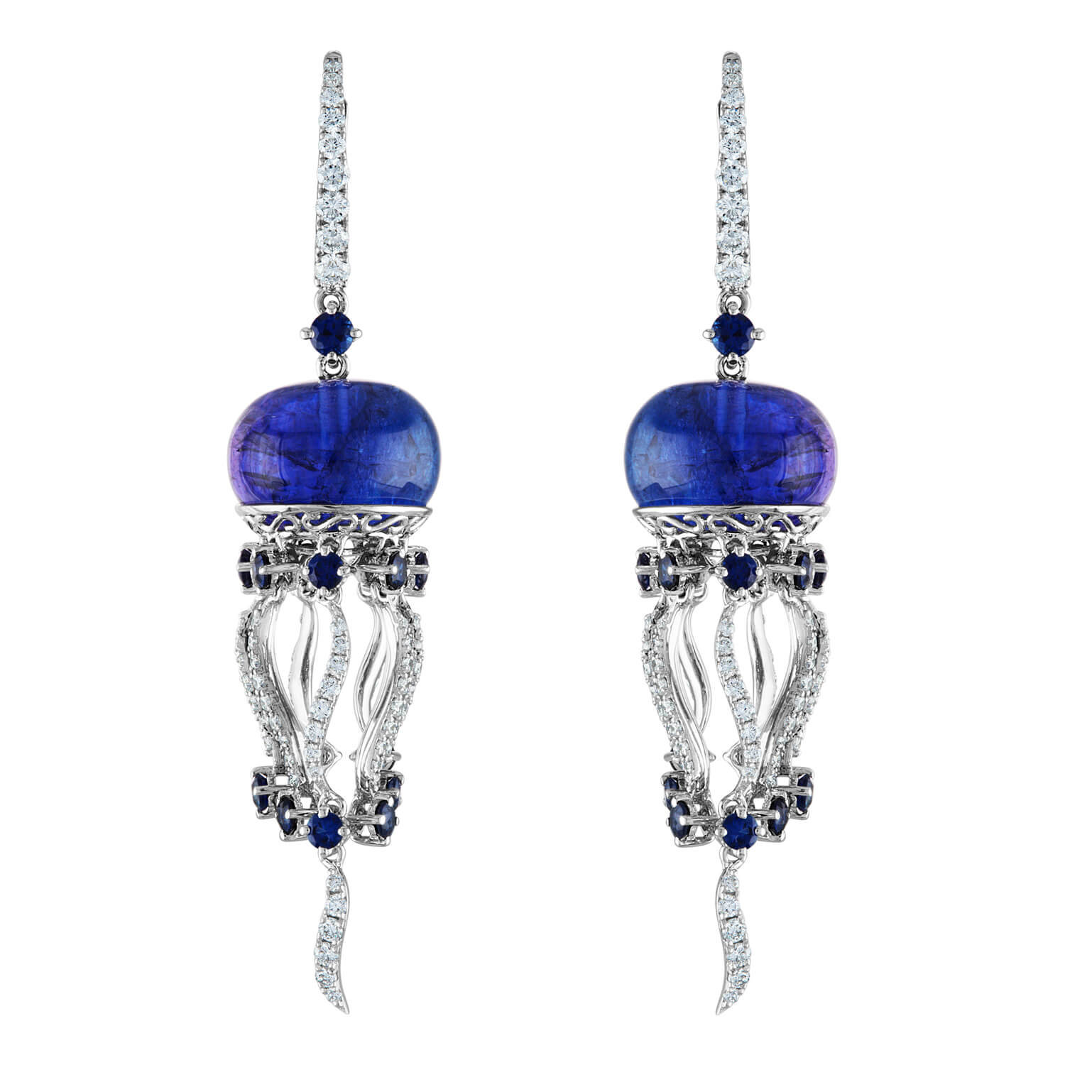 Tanzanite, Sapphire and Diamond Earrings