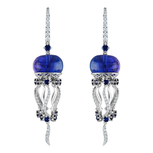 Tanzanite, Sapphire and Diamond Earrings