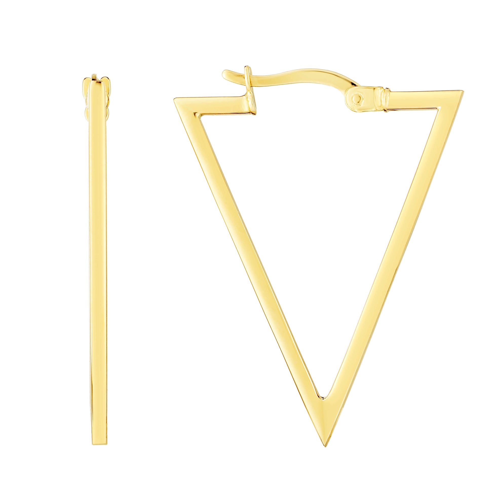 14K Gold Triangle Hoops Earrings