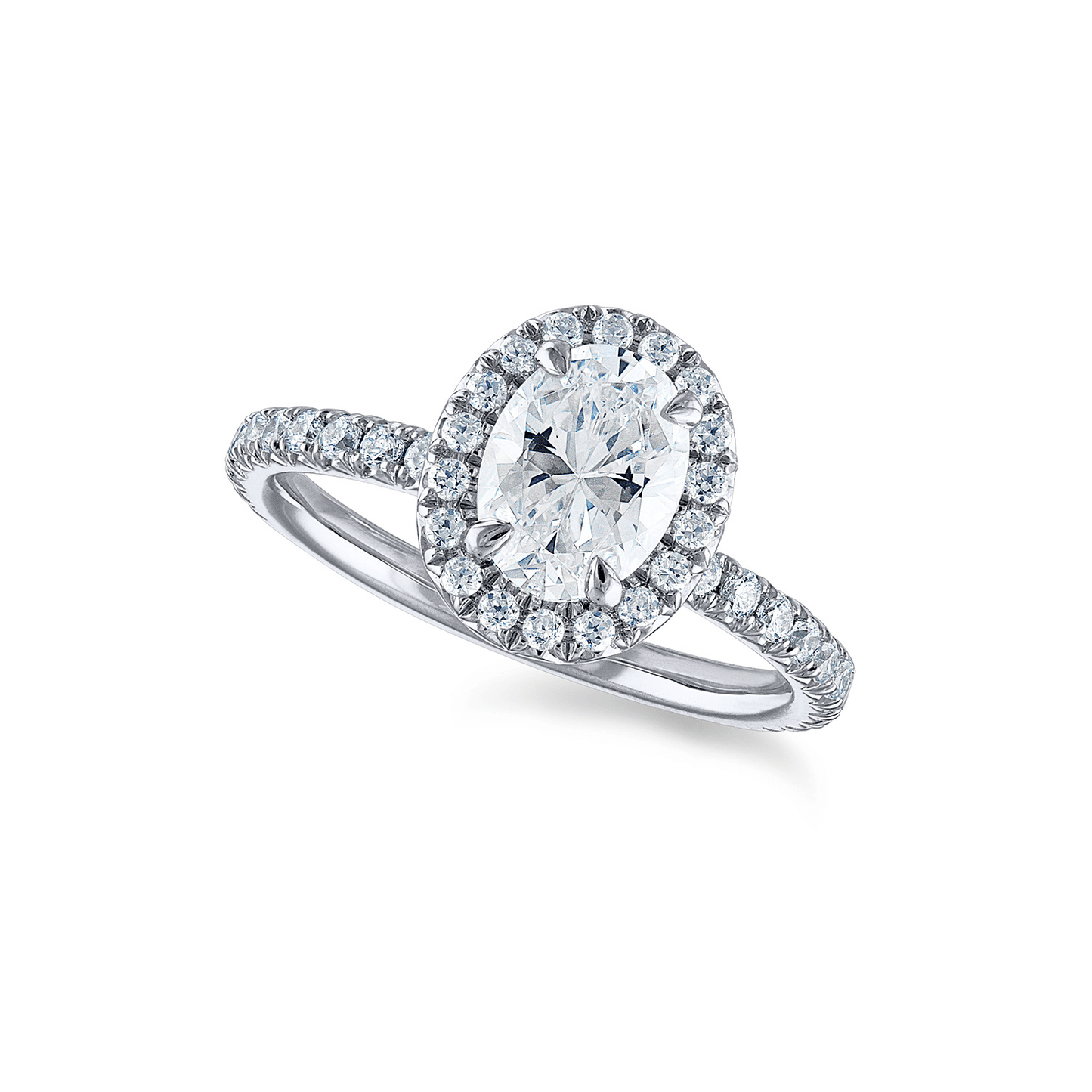 French Pave Framed Diamond Engagement Ring Oval Center