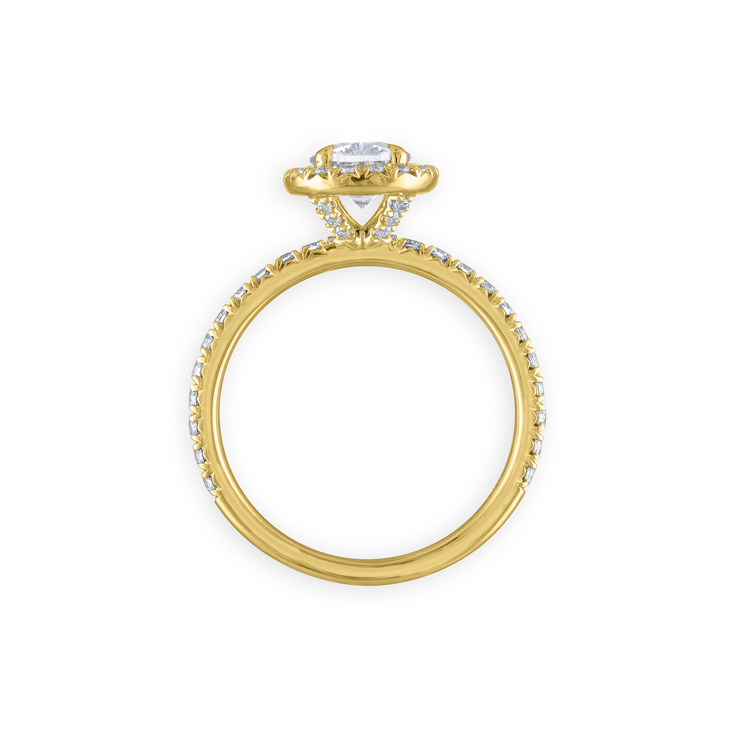 French Pave Framed Diamond Engagement Ring Oval Center