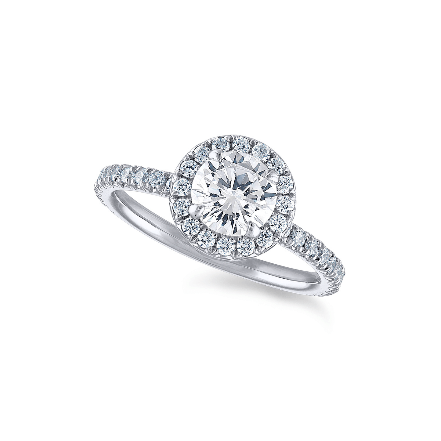 French Pave Framed Diamond Engagement Ring Round Center