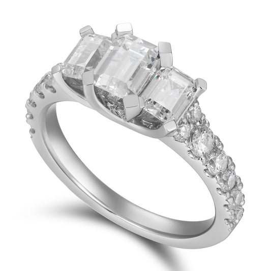 3 Emerald Cut Bridal Ring