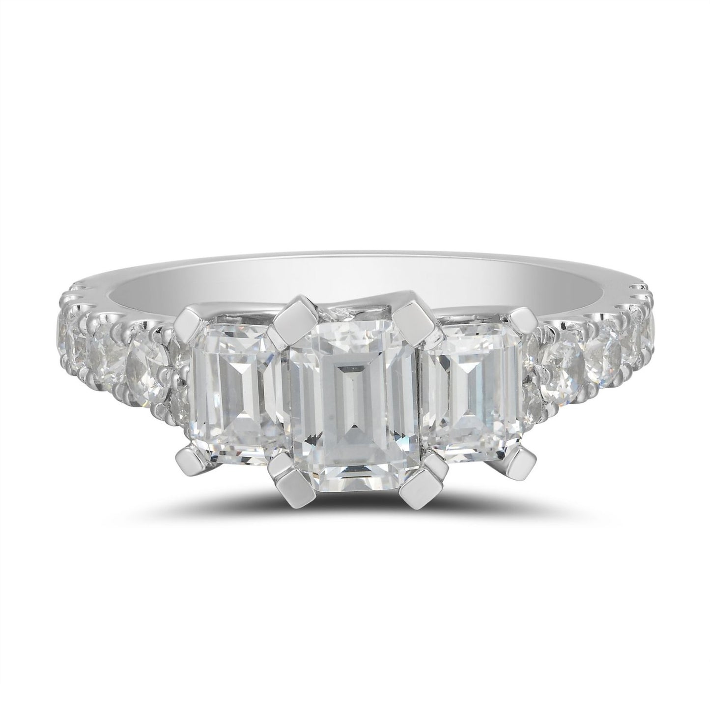 3 Emerald Cut Bridal Ring