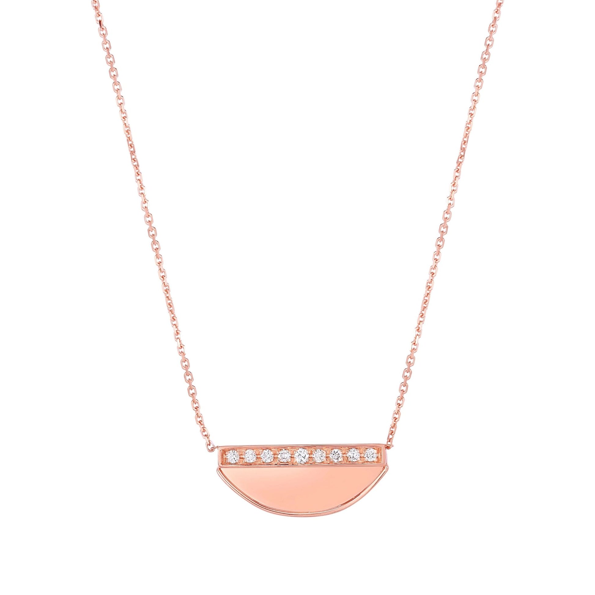 14K Gold Half Moon Diamond Necklace