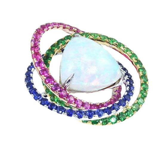 Opal, Ruby, Green Garnet, Sapphire Ring