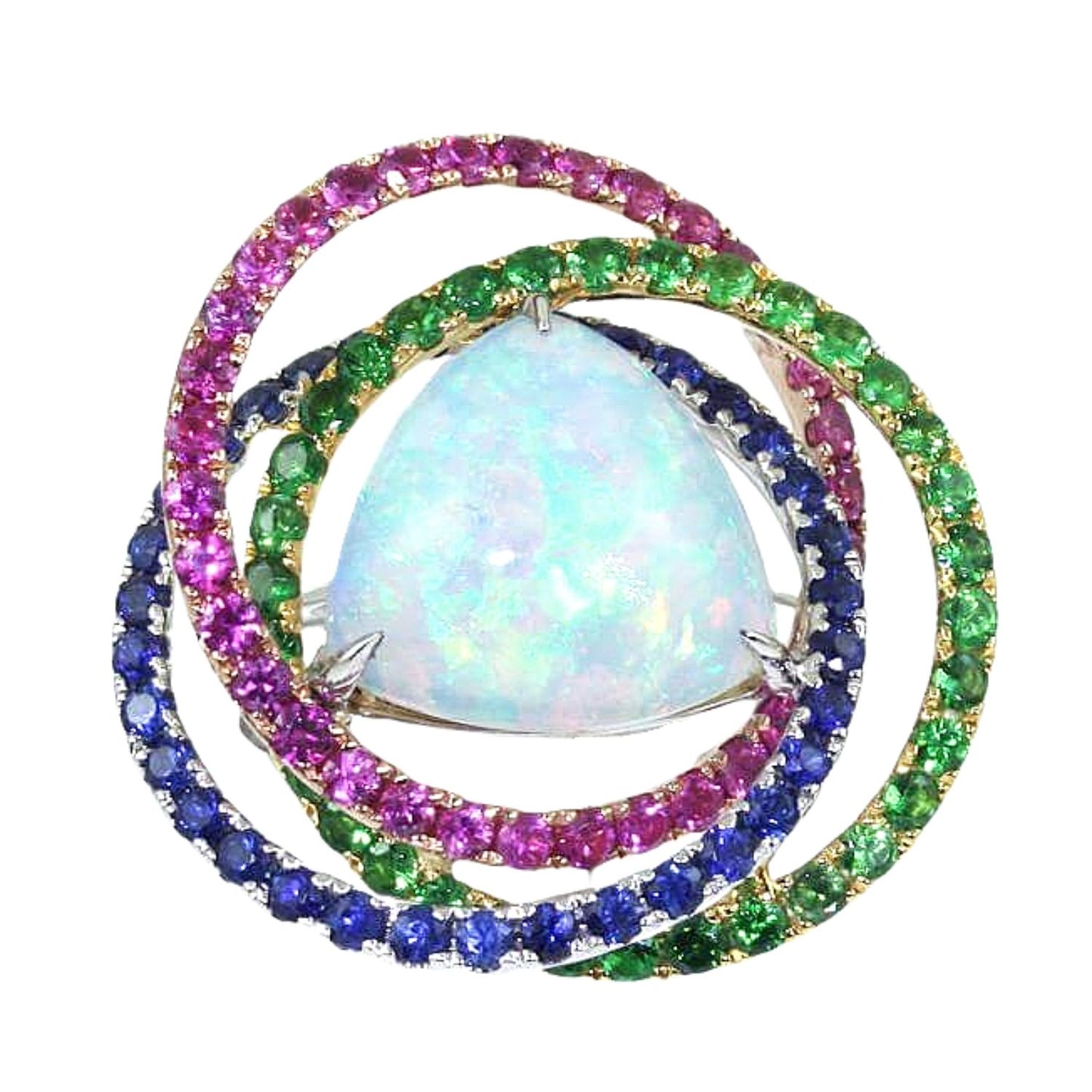 Opal, Ruby, Green Garnet, Sapphire Ring