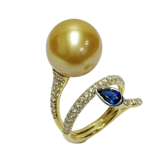 Pearl, Sapphire and Diamond Ring