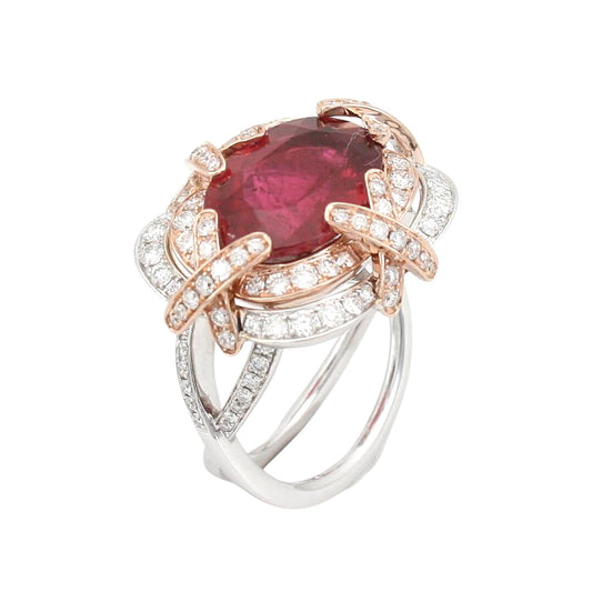 Rubellite and Diamond Ring