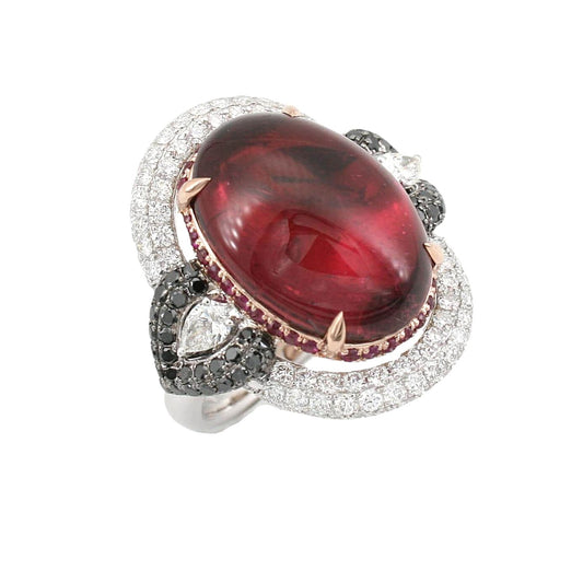 Rubellite and Diamond Ring