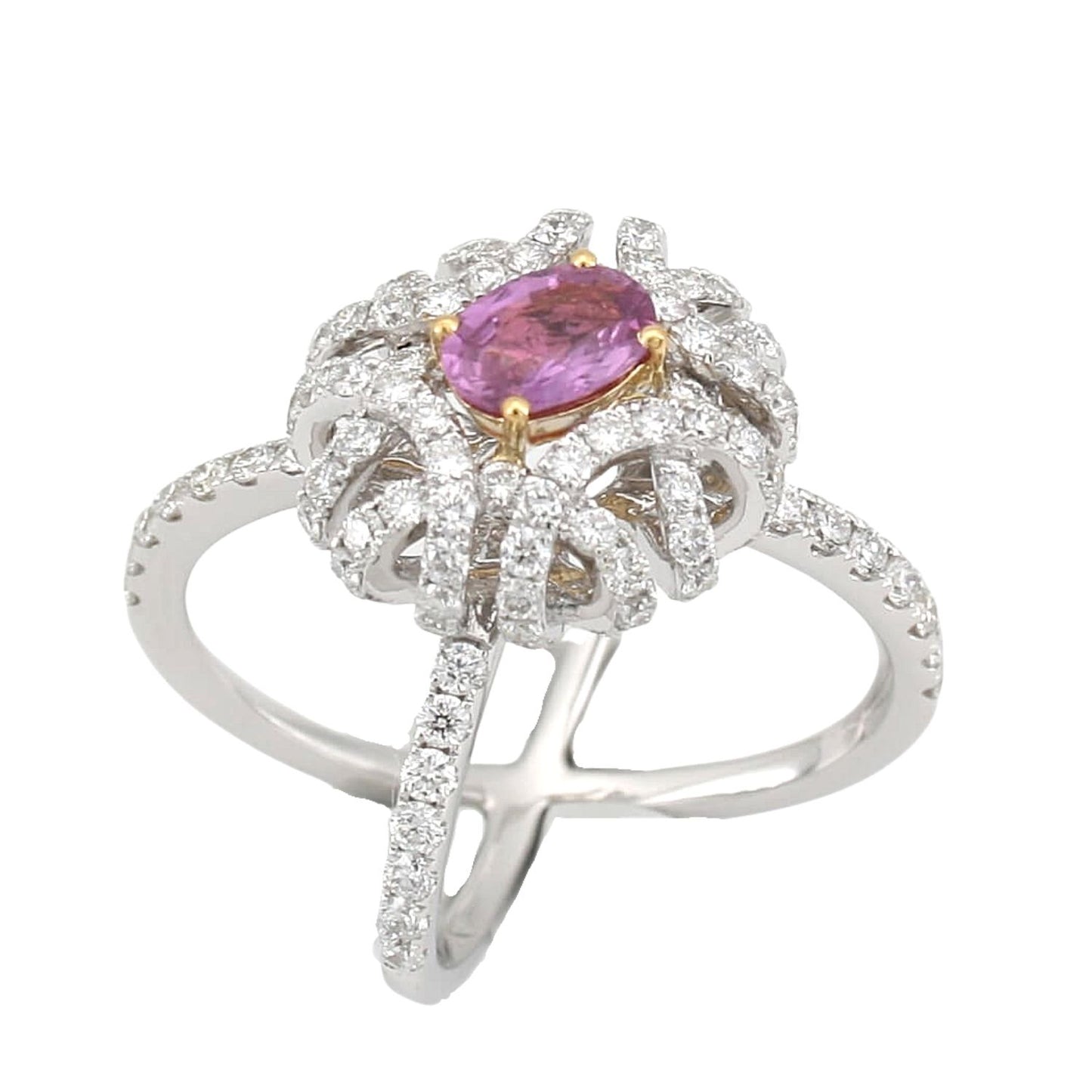 Pink Sapphire and Diamond Ring