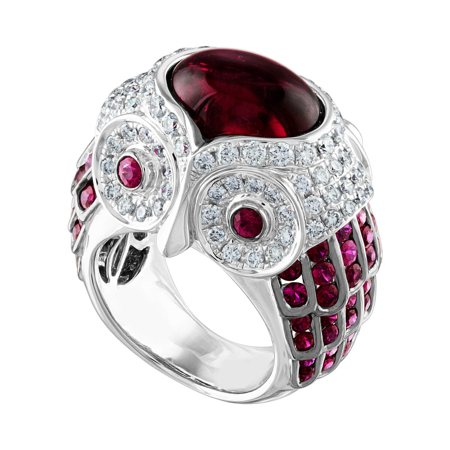 Tourmaline, Ruby and Diamond ring