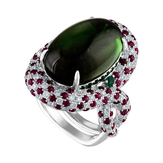 Tourmaline, Ruby and Diamond ring