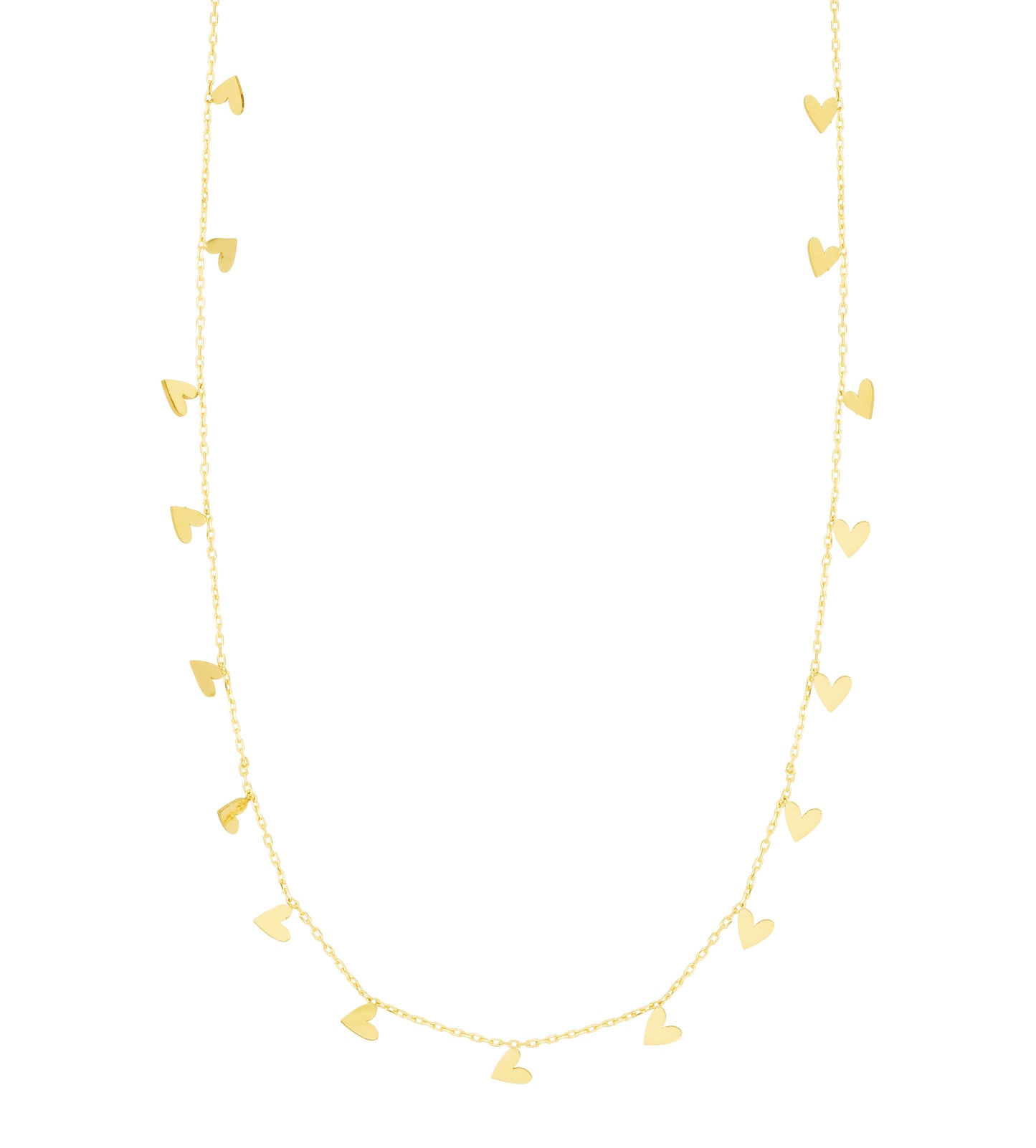 14K Gold Dangling Hearts Necklace