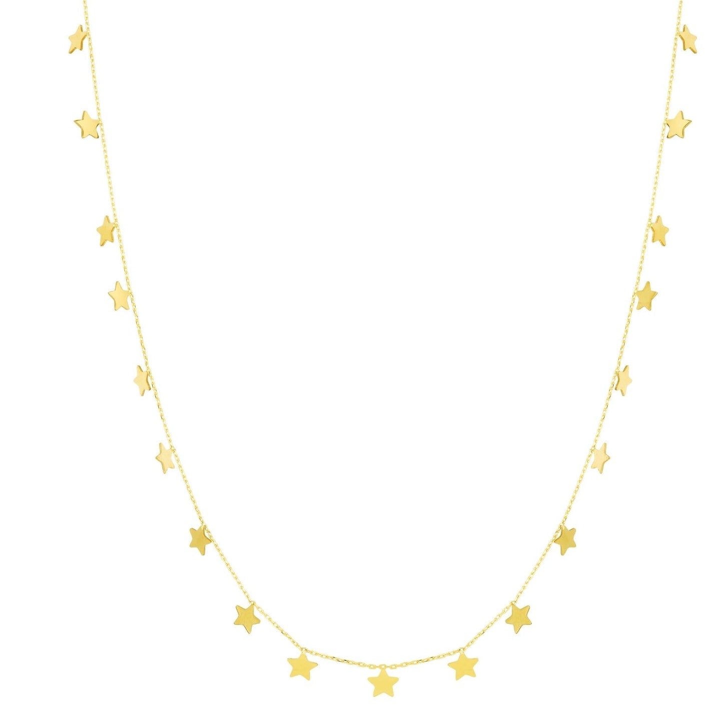 14K Gold Dangling Stars Necklace