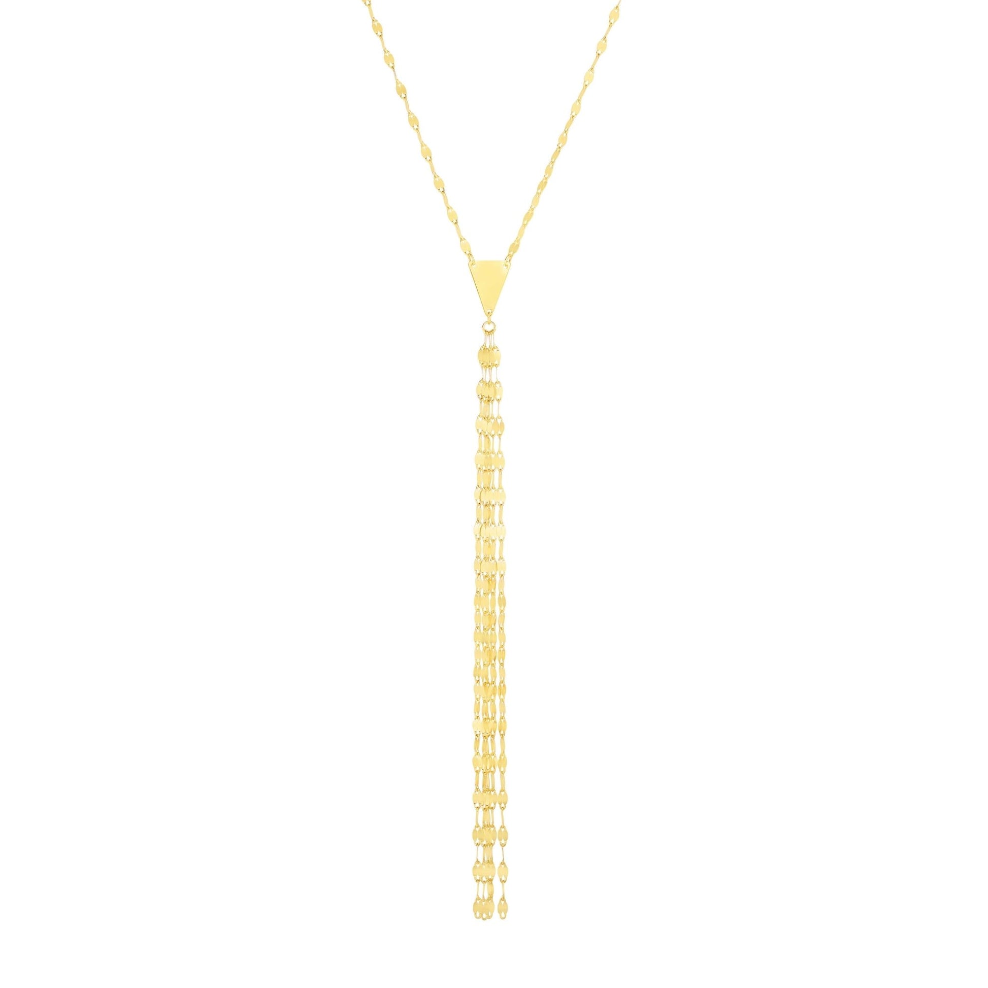 14k Gold Fancy Lariat Mirror Chain Necklace