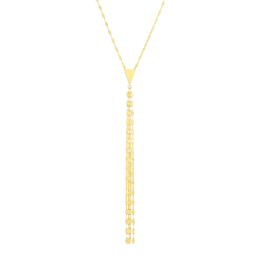 14k Gold Fancy Lariat Mirror Chain Necklace