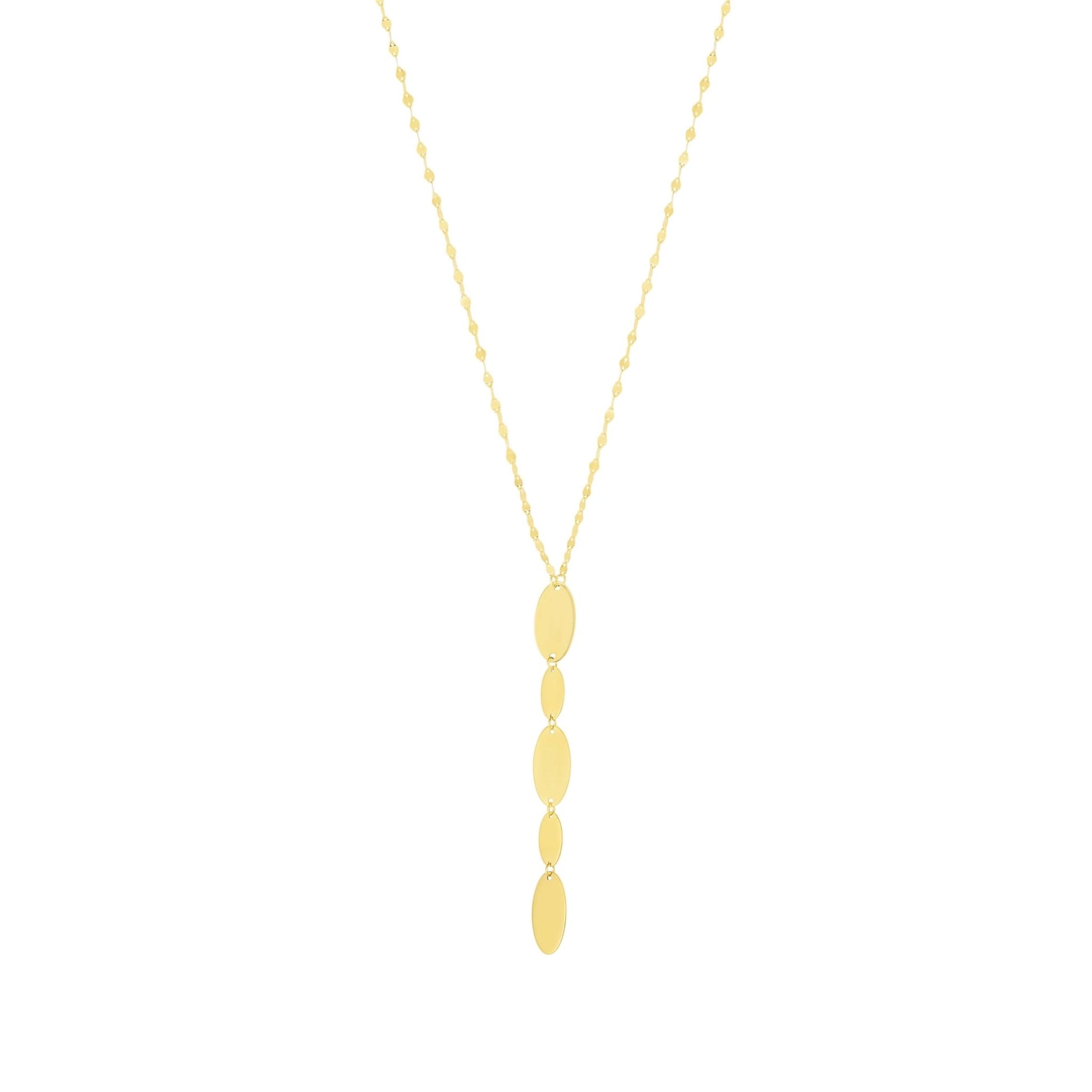 14K Yellow Gold Lariat Pebbles Necklace