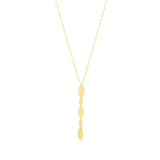 14K Yellow Gold Lariat Pebbles Necklace