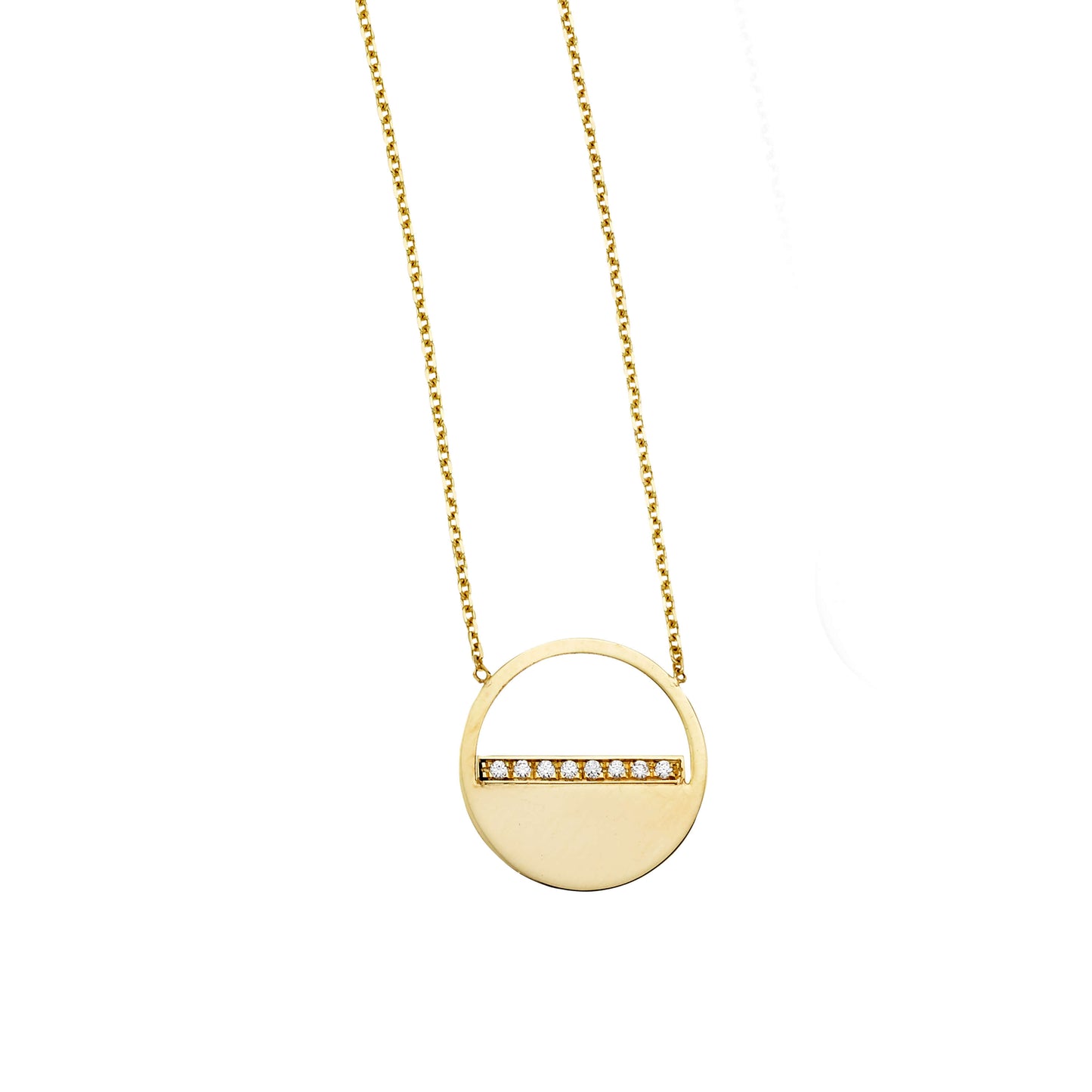 14K Gold Diamond SOHO Half Disc Necklace