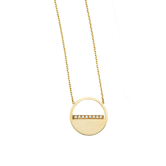 14K Gold Diamond SOHO Half Disc Necklace