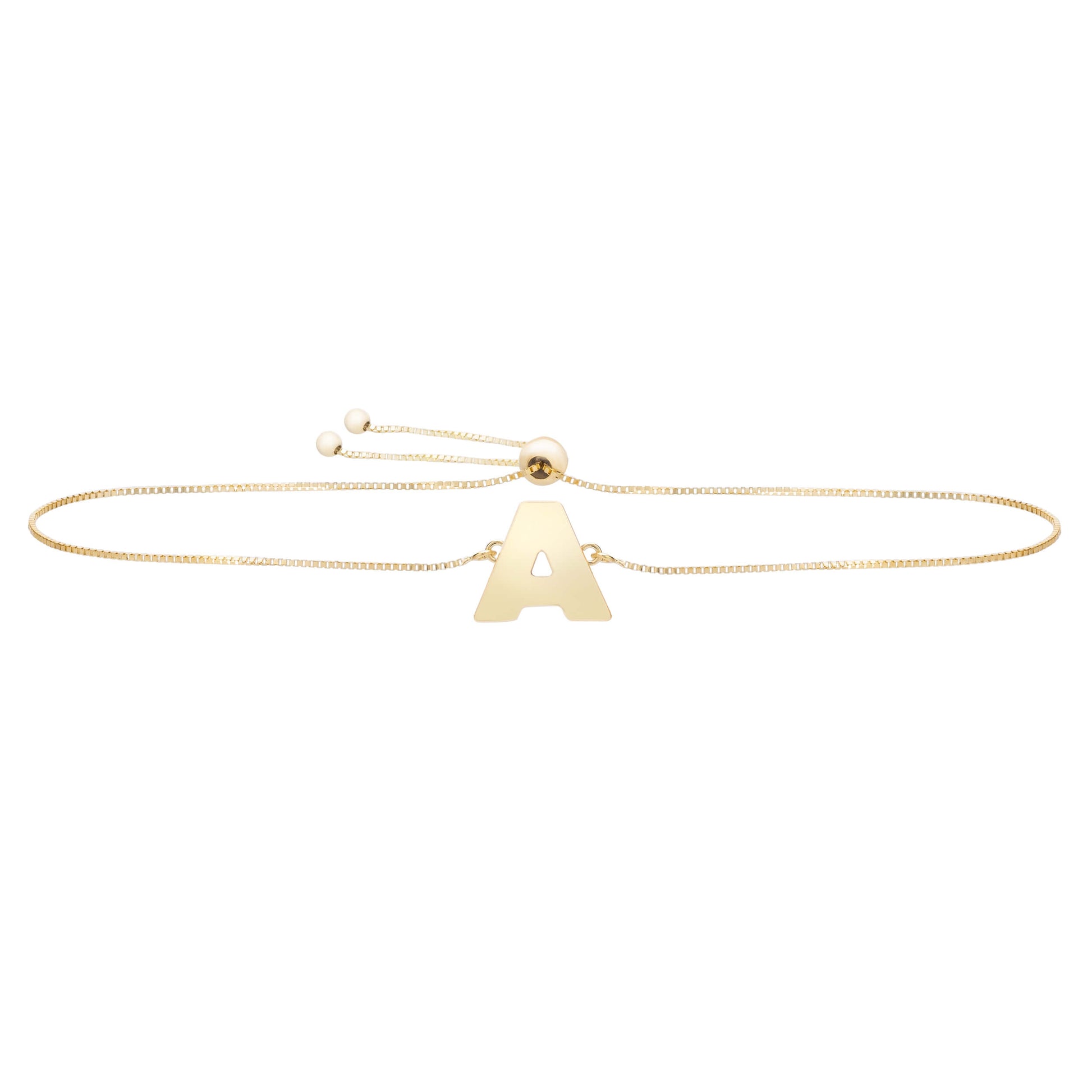 14K Gold Initial A Bolo Bracelet