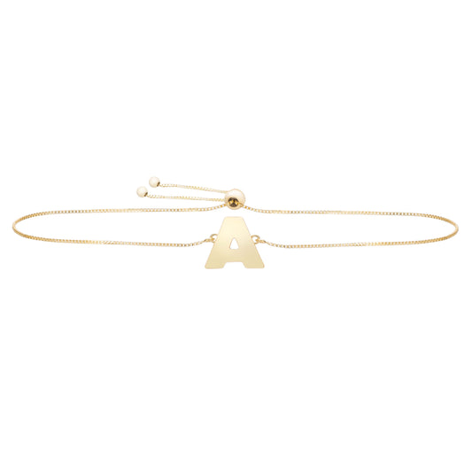 14K Gold Initial A Bolo Bracelet