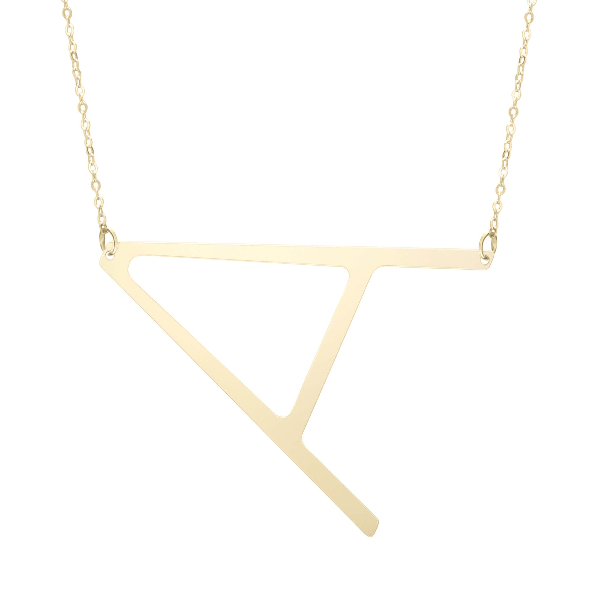 14K Gold Large Initial A Necklace