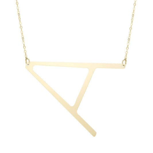 14K Gold Large Initial A Necklace