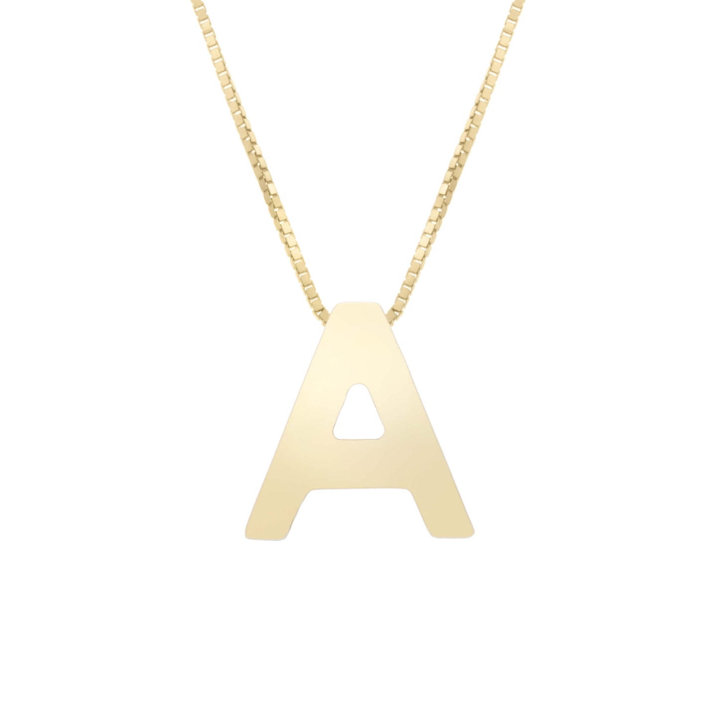 14K Gold Block Letter Initial A Necklace