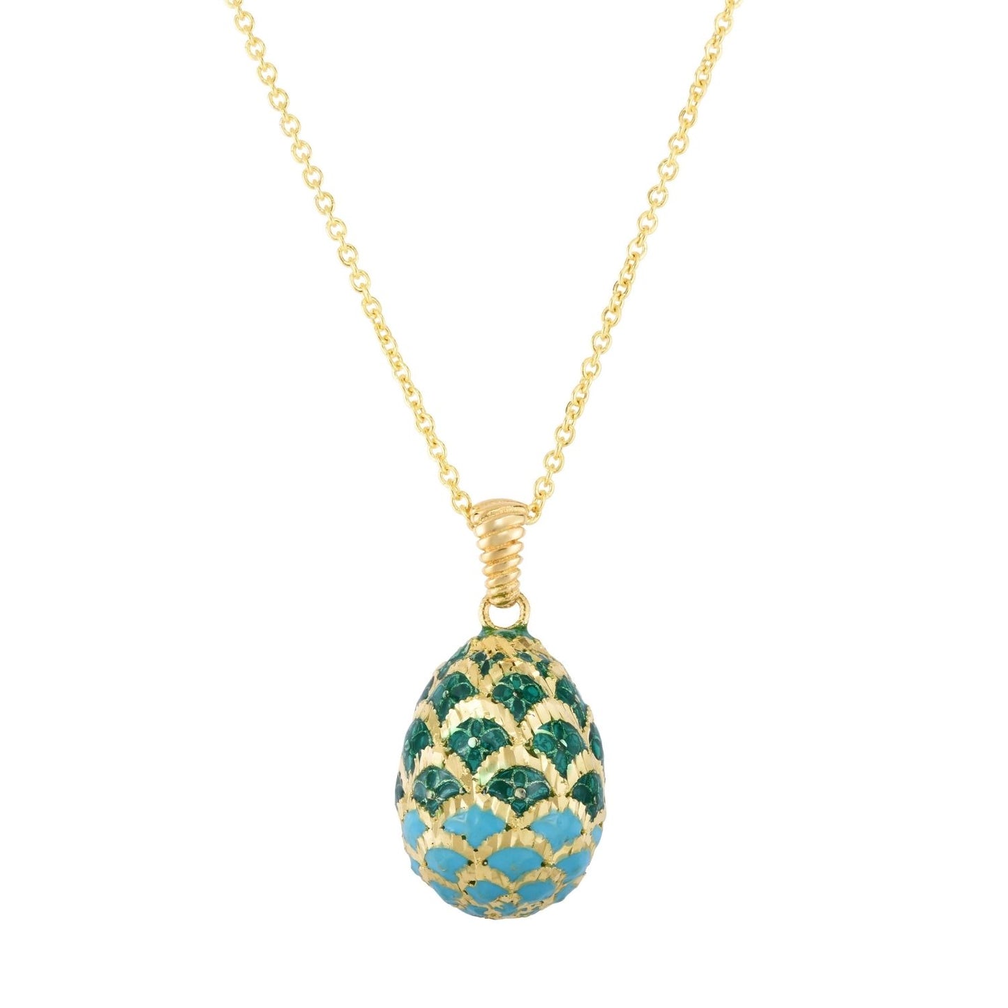 14K Anastasia Enamel Green Egg Necklace