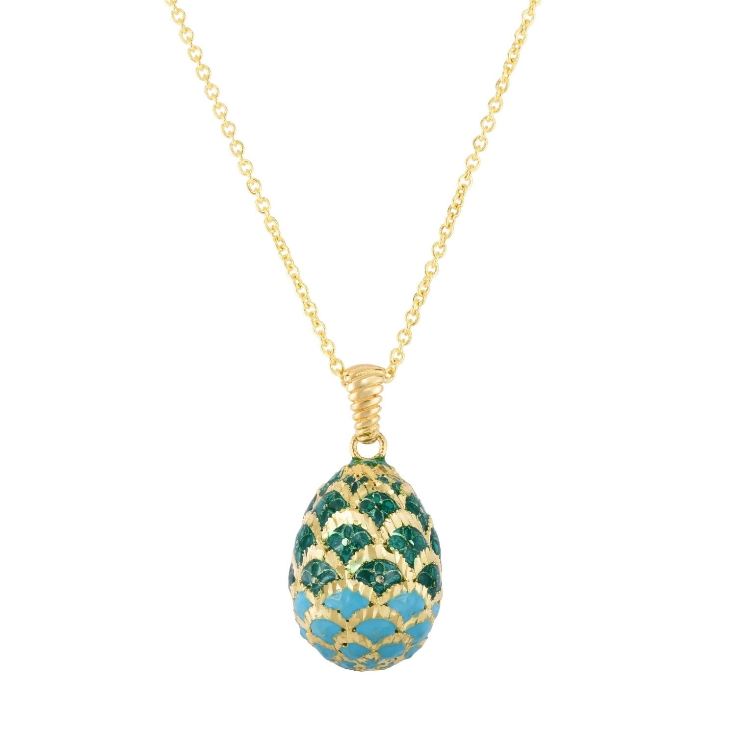 14K Anastasia Enamel Green Egg Necklace