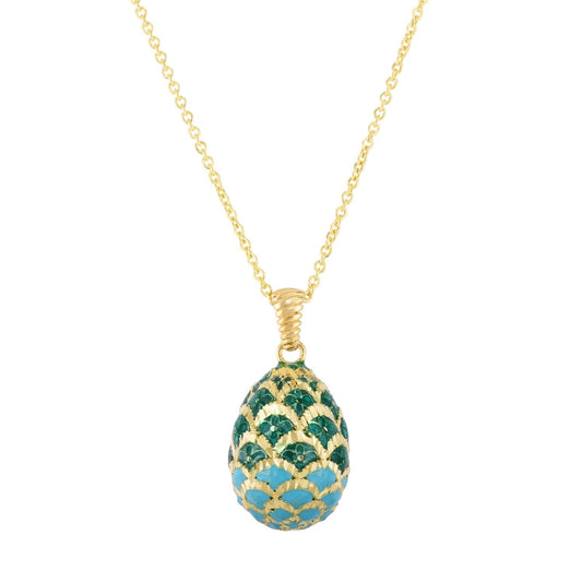 14K Anastasia Enamel Green Egg Necklace