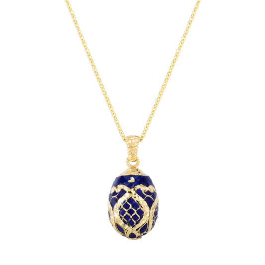 14K Anastasia Enamel Sapphire Blue Egg Necklace