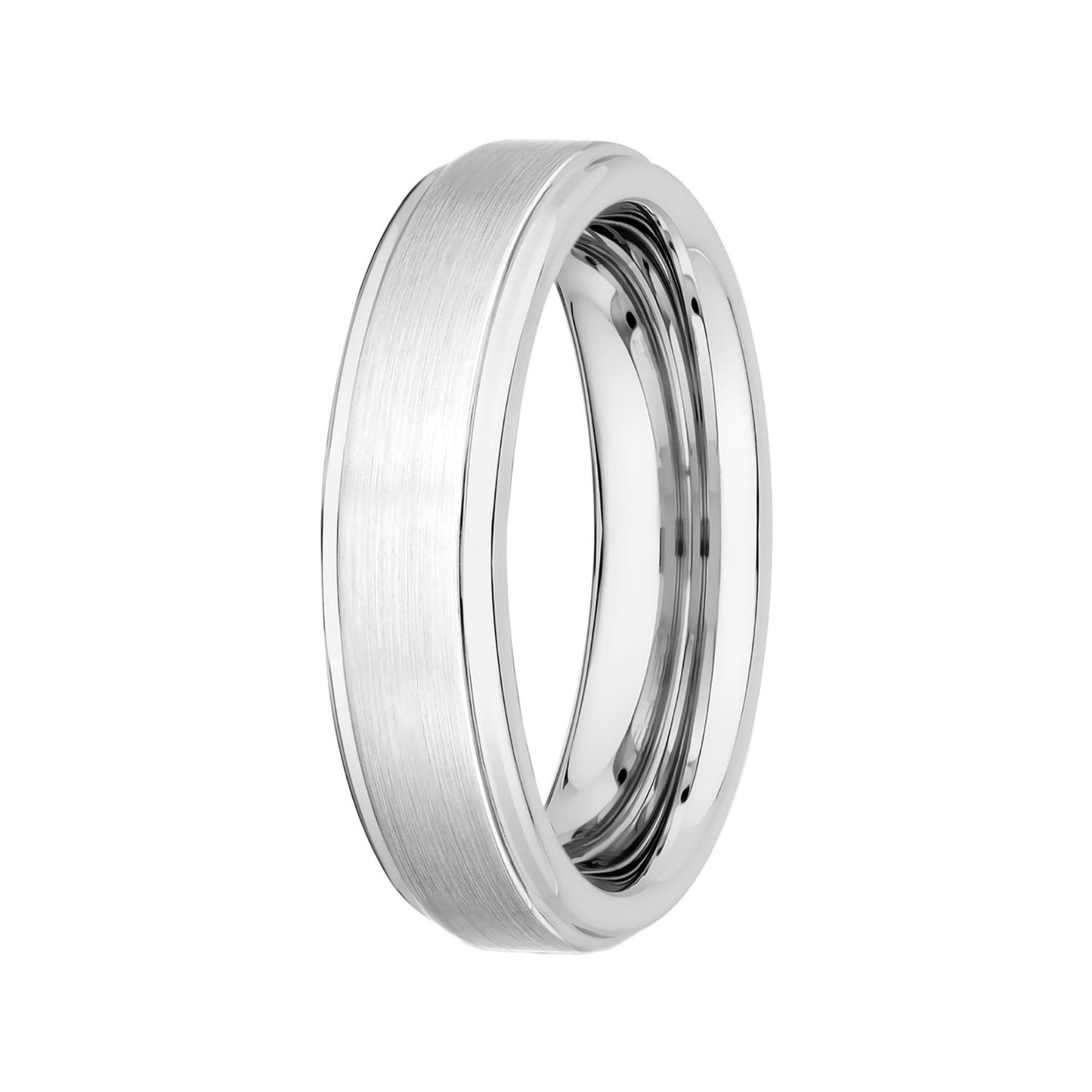 Tungsten White IP Step Edge Band