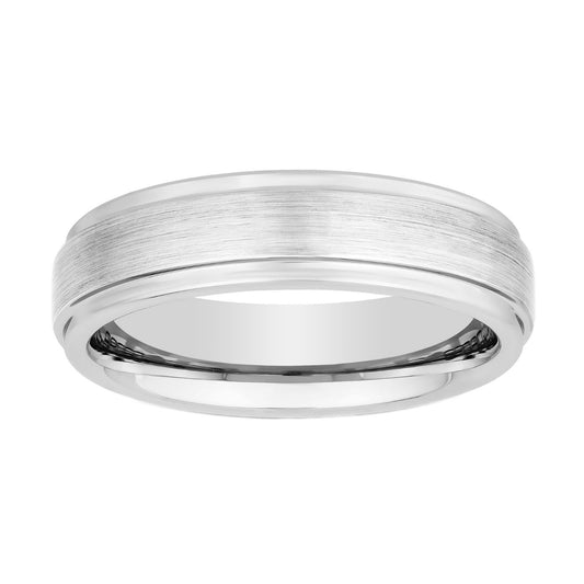 Tungsten White IP Step Edge Band