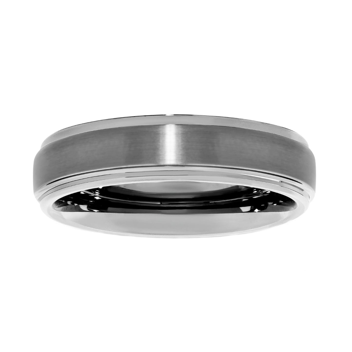 Tungsten NO IP Step Edge Satin Center Band