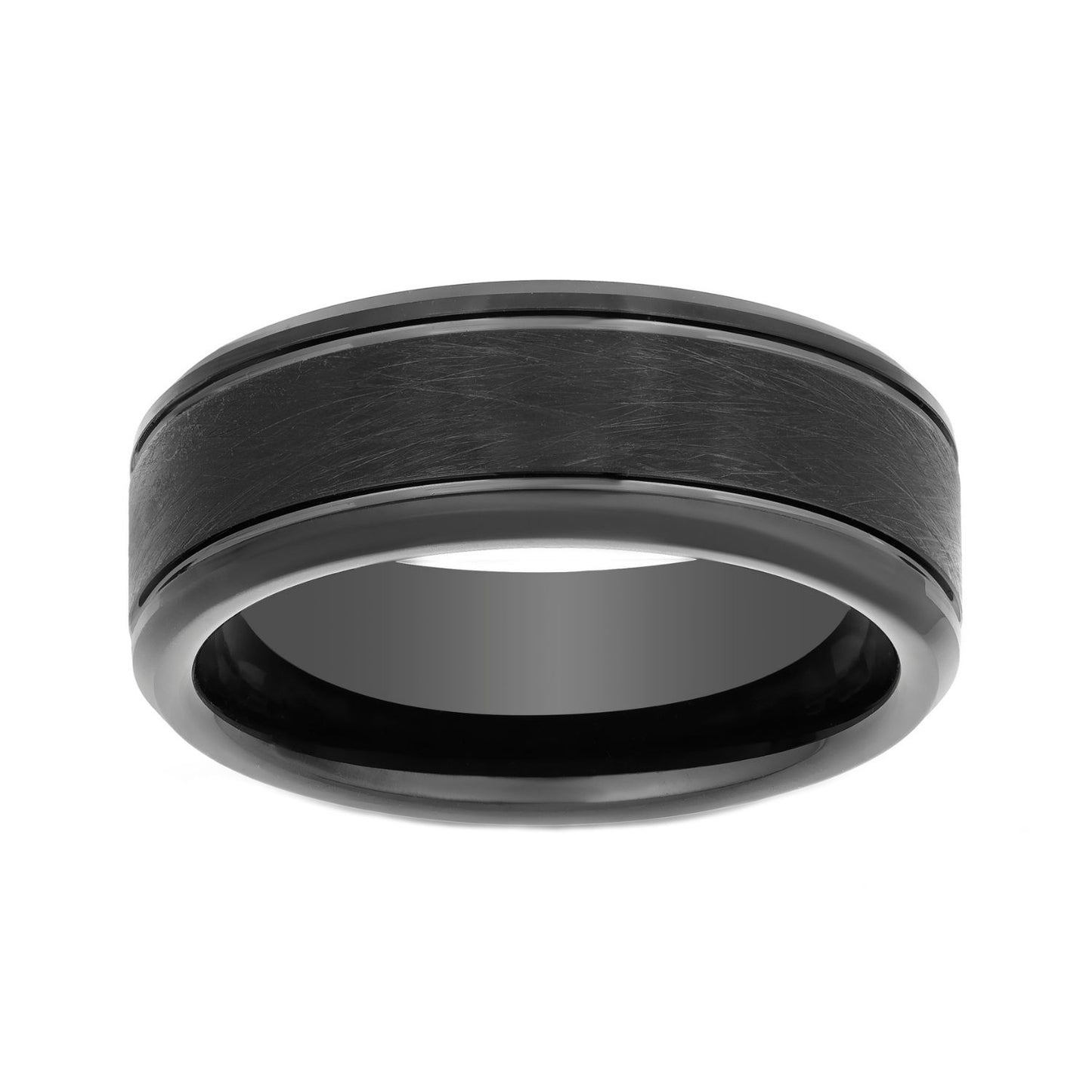 Tungsten Black IP Bevel Scratch Band