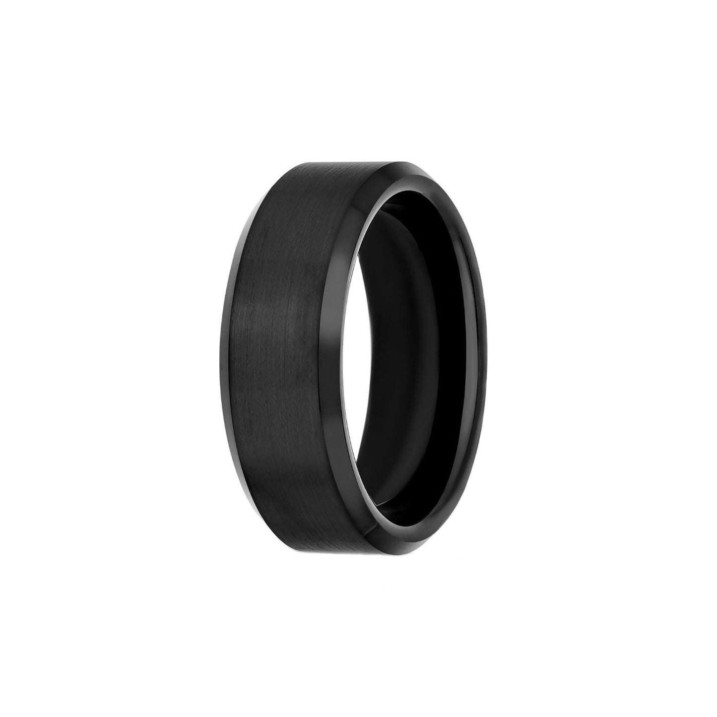 Tungsten Black IP Bevel Edge Satin Center Band