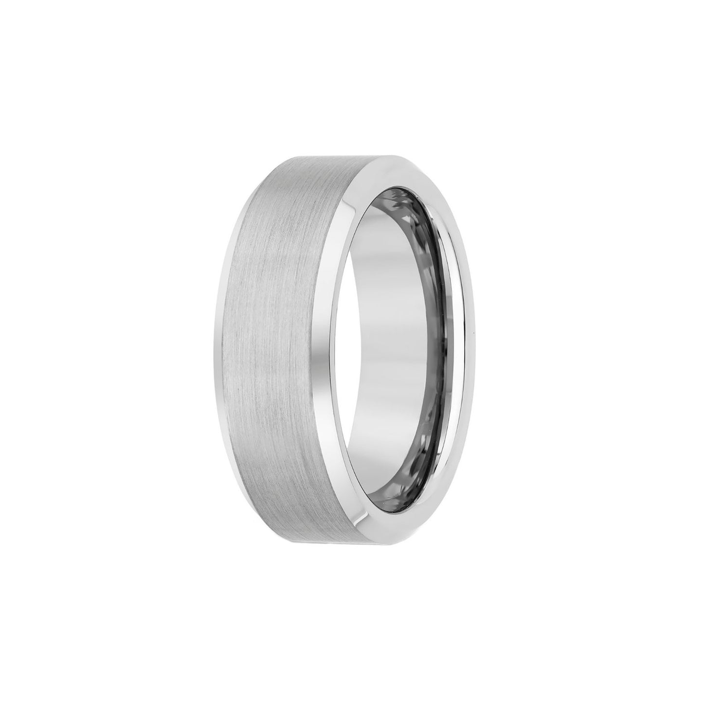 Tungsten White IP Bevel Edge Satin Center Band