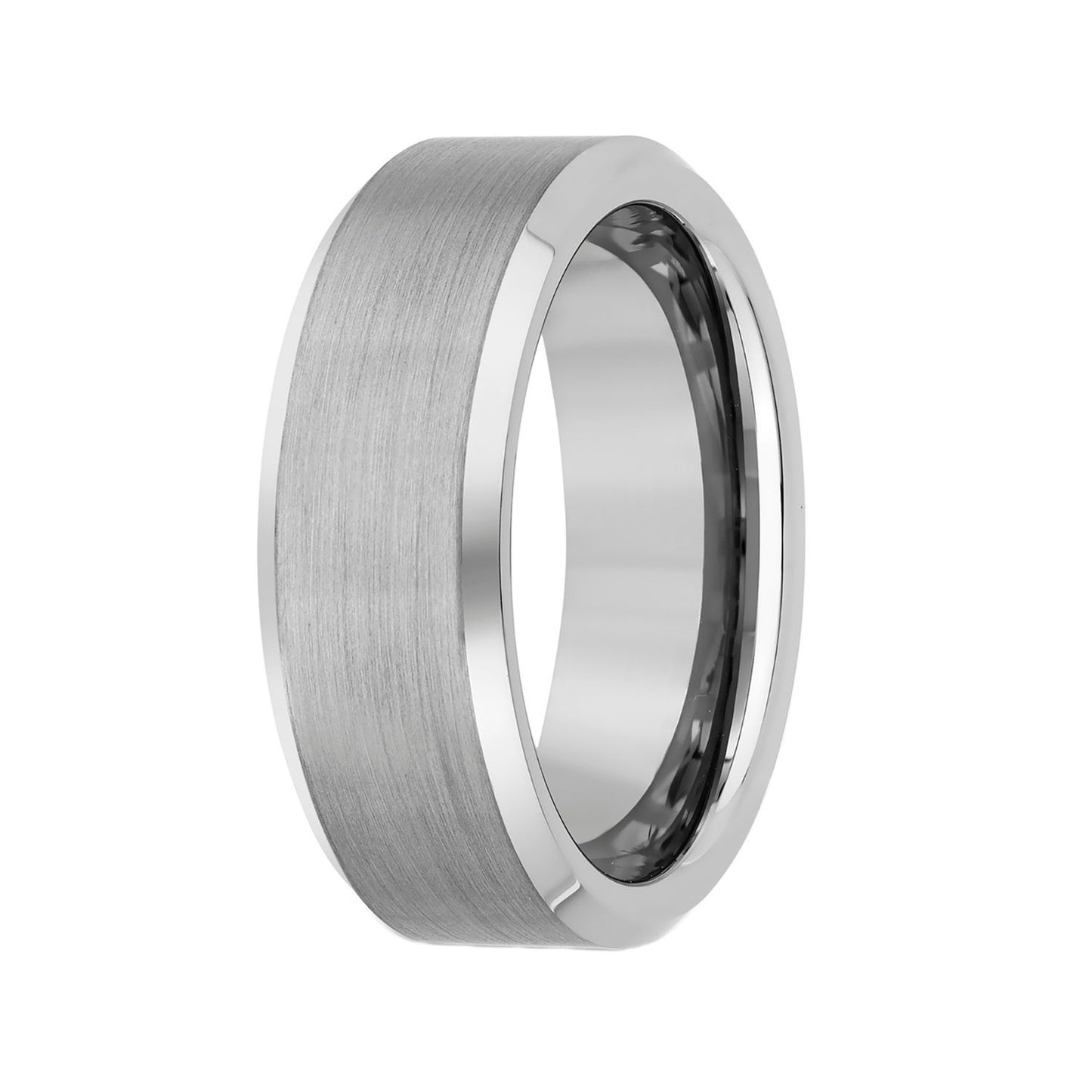 Tungsten NO IP Bevel Edge Satin Center Band