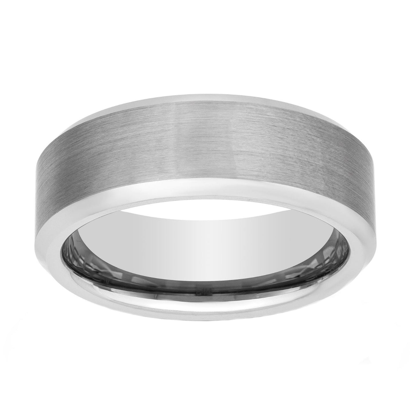 Tungsten NO IP Bevel Edge Satin Center Band