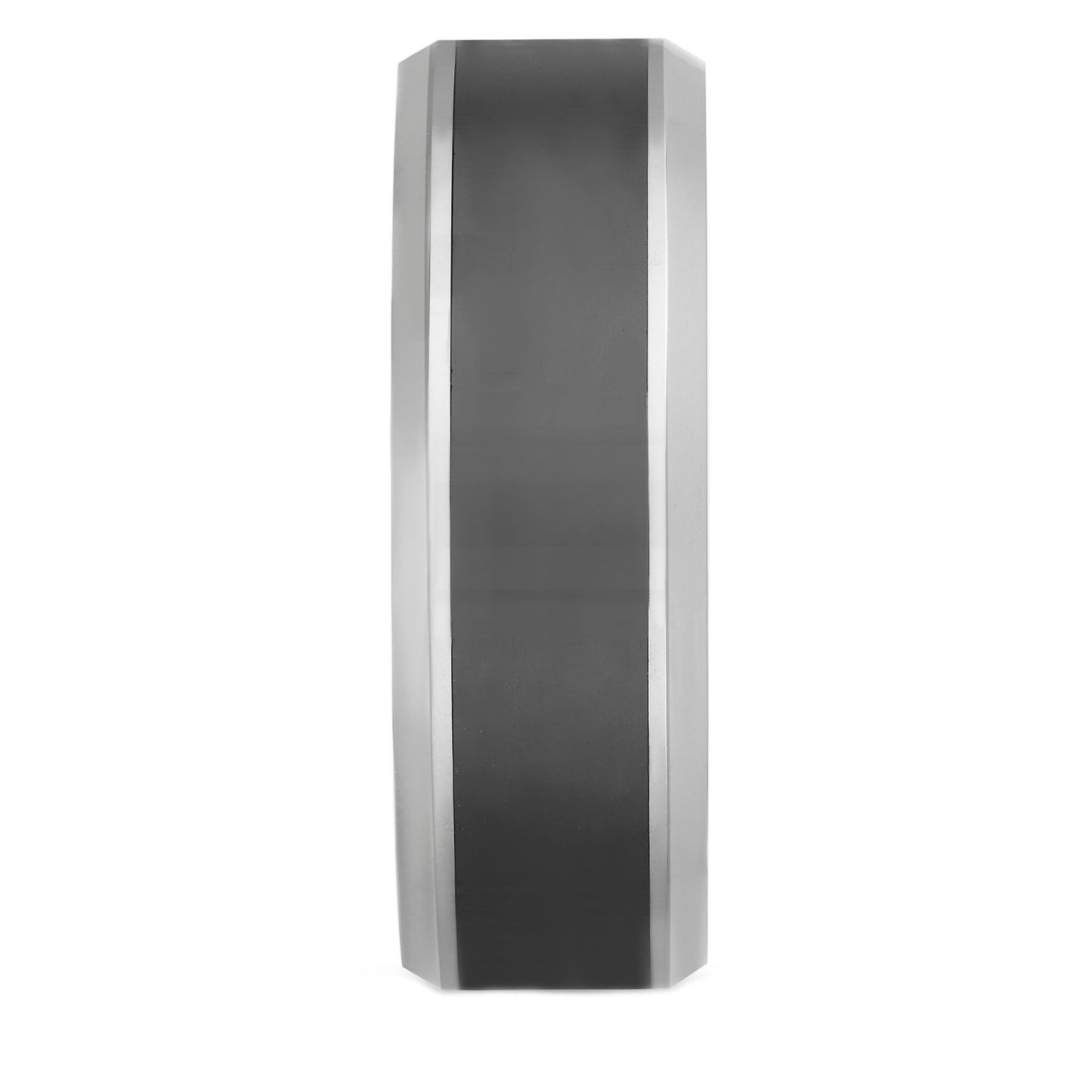 Tungsten & Black Ceramic Bevel Edge Band