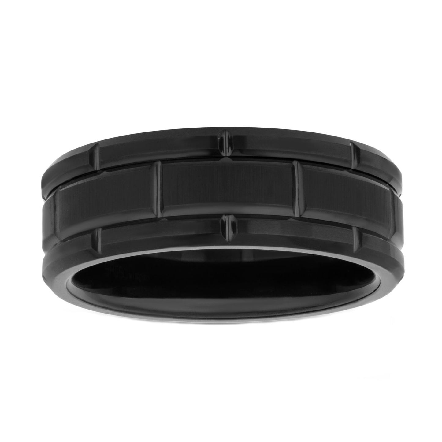 Tungsten Black IP 'Brick' Design Band