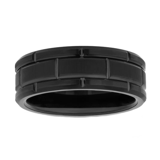 Tungsten Black IP 'Brick' Design Band