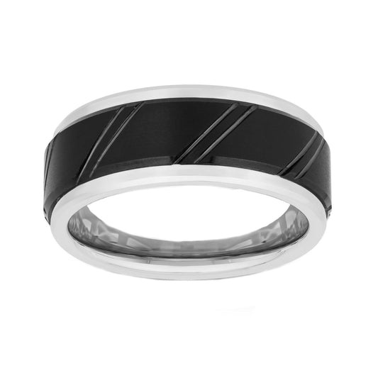 Tungsten White & Black IP Diagonal Band