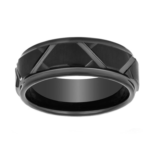 Tungsten Black IP Geometric Ring